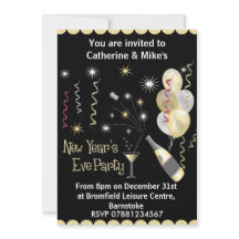 Uitnodiging voor nieuwe jaren - zwart en goud