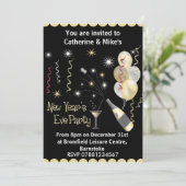 Uitnodiging voor nieuwe jaren - zwart en goud (Staand voorkant)