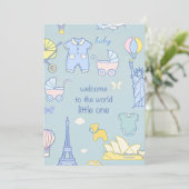 Uitnodiging voor nieuwgeborene/Baby shower (Staand voorkant)