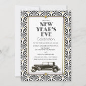 Uitnodiging voor nieuwjaarsdag Art Deco Gatsby (Voorkant)