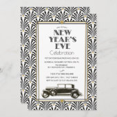 Uitnodiging voor nieuwjaarsdag Art Deco Gatsby (Voorkant / Achterkant)