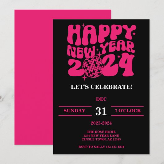 Uitnodiging voor nieuwjaarsdisco (Voorkant / Achterkant)