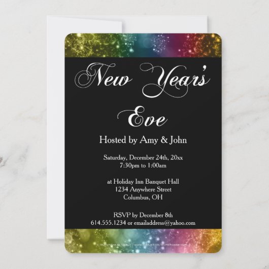 Uitnodiging voor nieuwjaarsfeest Mix Colors Bokeh  (Achterkant)