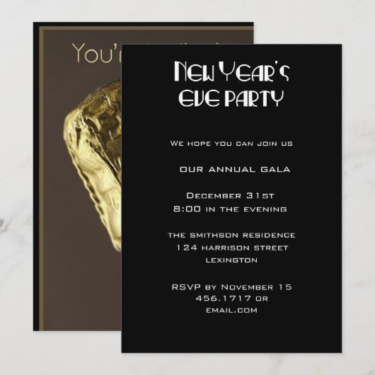 Uitnodiging voor nieuwjaarsfeest op de Champagne-f (Voorkant / Achterkant)