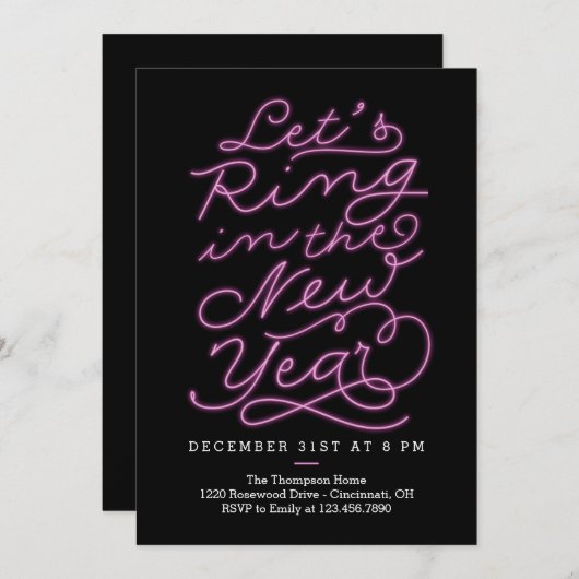 Uitnodiging voor nieuwjaarsgloed - Eve Party (Voorkant / Achterkant)