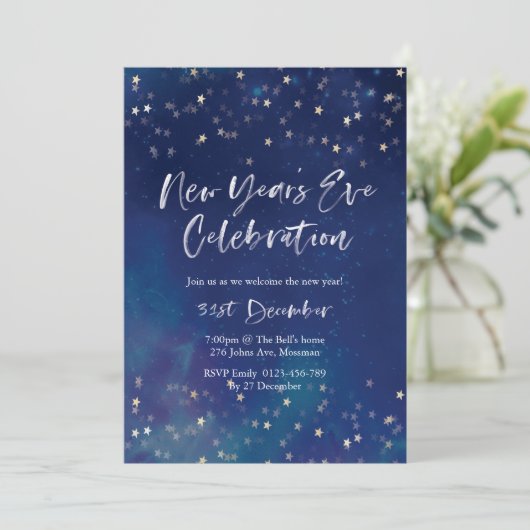 Uitnodiging voor nieuwjaarsterren (Staand voorkant)