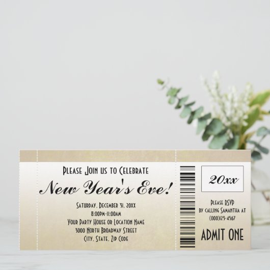 Uitnodiging voor nieuwjaarstickets (Staand voorkant)