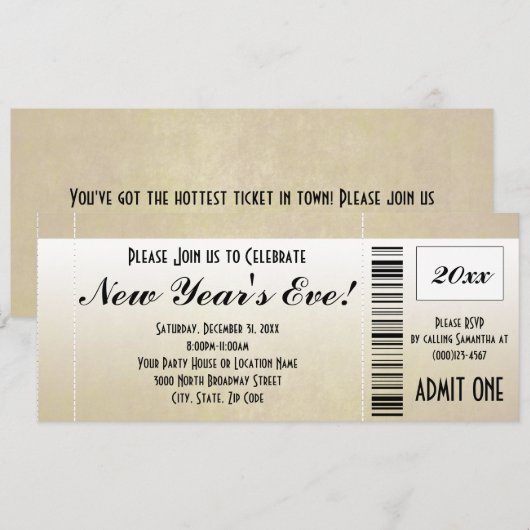 Uitnodiging voor nieuwjaarstickets (Voorkant / Achterkant)