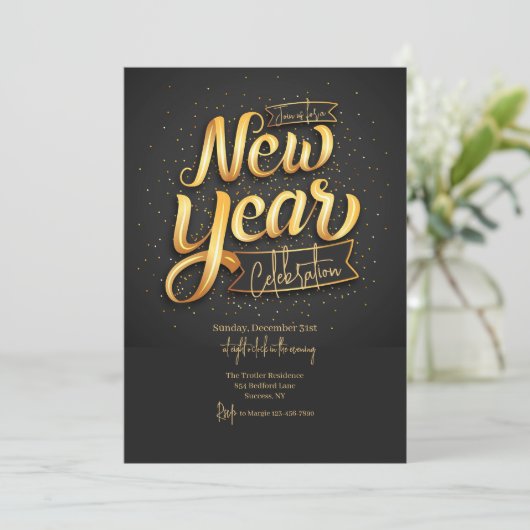 Uitnodiging voor nieuwjaarsviering (Staand voorkant)