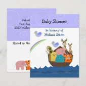 Uitnodiging voor Noah's Ark baby shower (Voorkant / Achterkant)