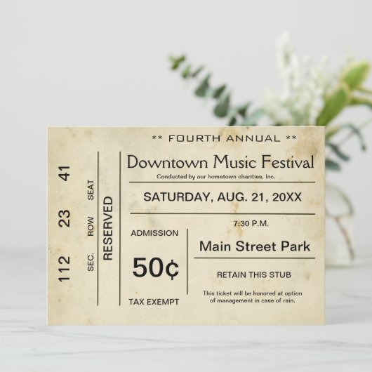 Uitnodiging voor noodlijdend entertainment (Staand voorkant)