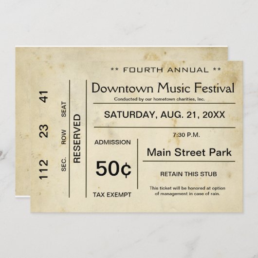 Uitnodiging voor noodlijdend entertainment (Voorkant / Achterkant)