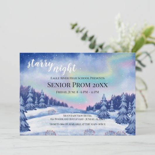 Uitnodiging voor noordelijke hoogten en sterren (Staand voorkant)