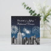 Uitnodiging voor NYC ESB Skyline Blue Star Firewks (Staand voorkant)