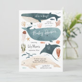 Uitnodiging voor Ocean Animals Baby Shower (Staand voorkant)