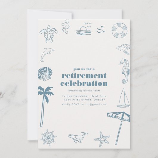 Uitnodiging voor Ocean Theme Retirement (Voorkant)
