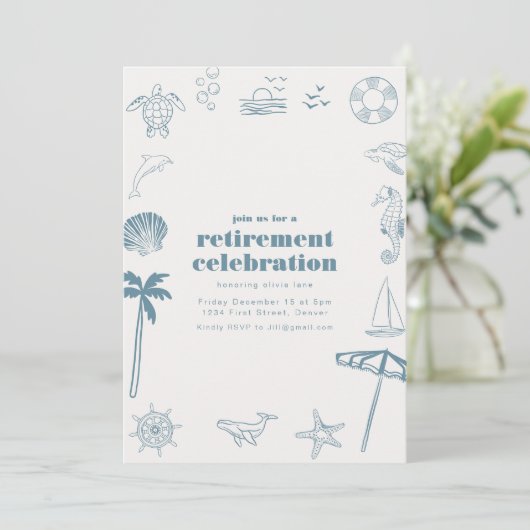 Uitnodiging voor Ocean Theme Retirement (Staand voorkant)