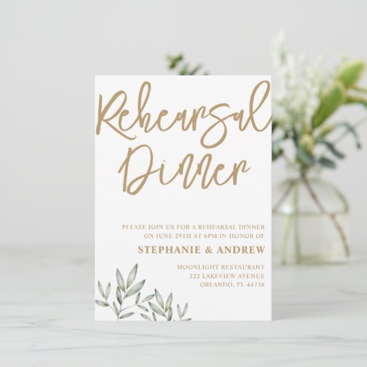 Uitnodiging voor Oefendiner in Goud & Groen (Staand voorkant)