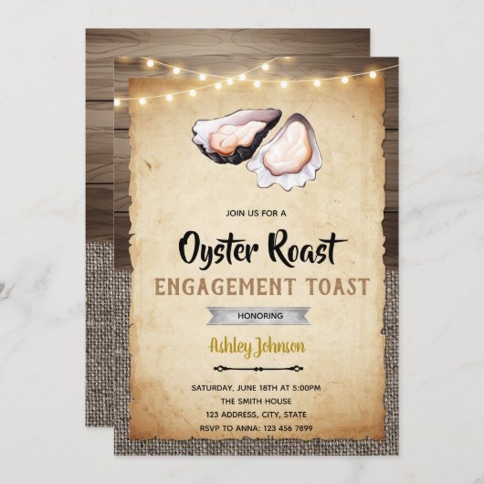 Uitnodiging voor oesterroosterfeest (Voorkant / Achterkant)