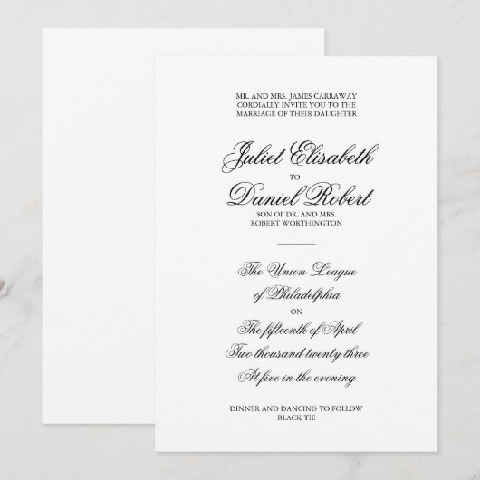 Uitnodiging voor officiële bruiloft (Voorkant / Achterkant)