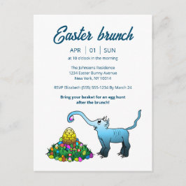 Uitnodiging voor olifanten Pasen brunch & eierzoek Briefkaart