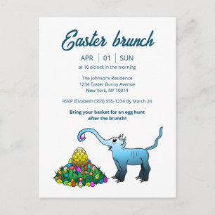 Uitnodiging voor olifanten Pasen brunch & eierzoek Briefkaart