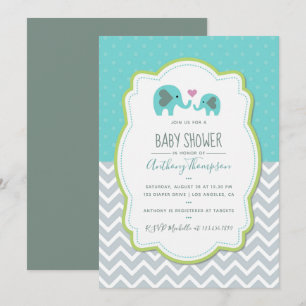 Uitnodiging voor olifantenthema babyborrel voor jo