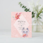 UITNODIGING VOOR OLIFANTJE BABY MEISJE SHOWER MET  (Staand voorkant)