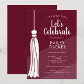 Uitnodiging voor Ombre Bourgondië Red Graduation P (Voorkant / Achterkant)