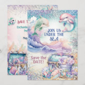 Uitnodiging voor onder-de-zee zwembadfeestje (Voorkant / Achterkant)