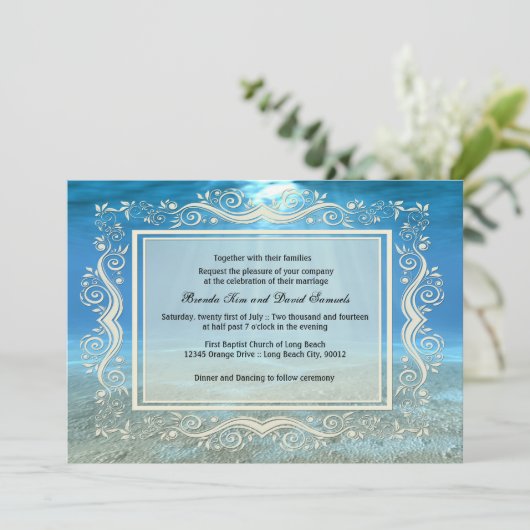 Uitnodiging voor onderwaterbruiloft (Staand voorkant)