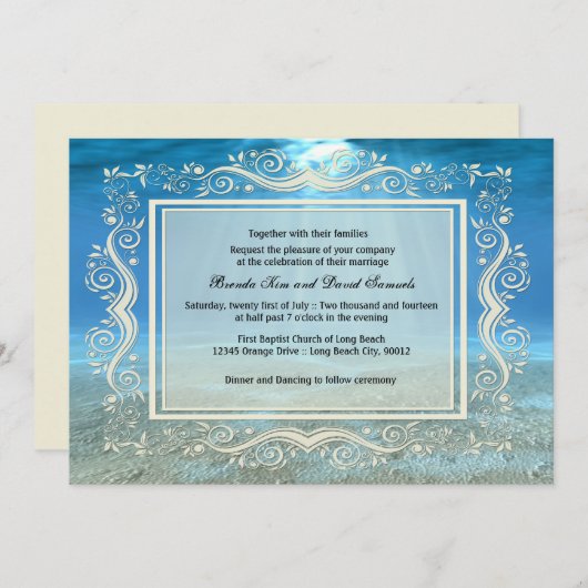 Uitnodiging voor onderwaterbruiloft (Voorkant / Achterkant)