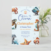 Uitnodiging voor onderwaterverjaardag (Staand voorkant)