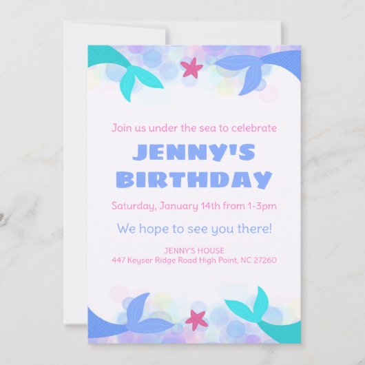 Uitnodiging voor onderzee-feestje voor kinderen (Voorkant)