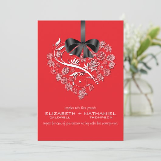 Uitnodiging voor ononderbroken weduwen—retrorood (Staand voorkant)