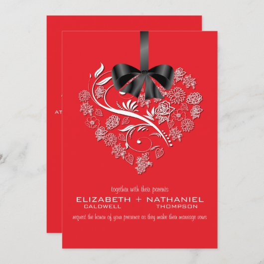 Uitnodiging voor ononderbroken weduwen—retrorood (Voorkant / Achterkant)