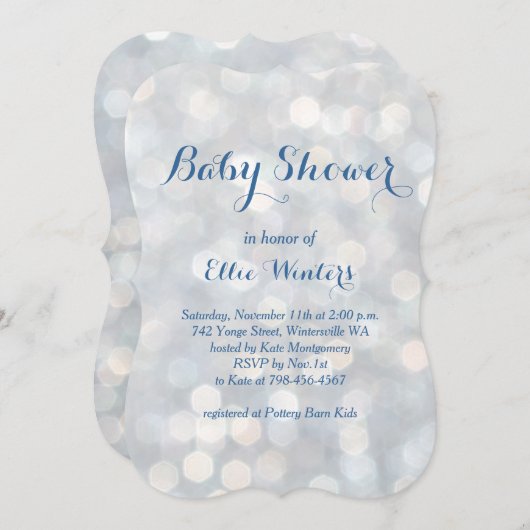 Uitnodiging voor onregelmatig licht blauw Baby sho (Voorkant / Achterkant)