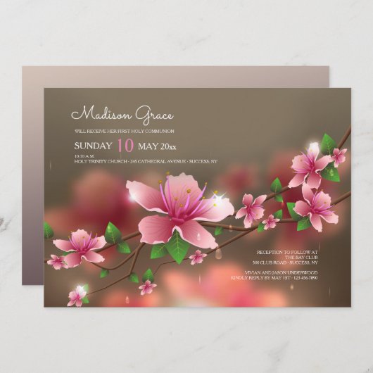 Uitnodiging voor onscherpe bloesems (Voorkant / Achterkant)