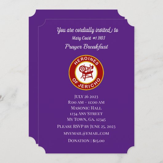 Uitnodiging voor ontbijt van POJ Prayer (Voorkant / Achterkant)