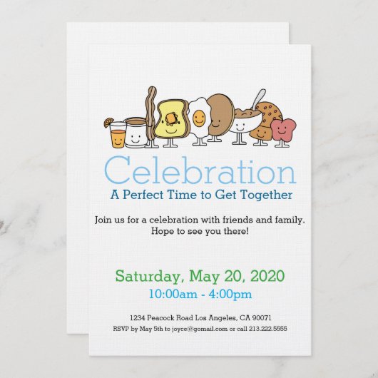 Uitnodiging voor ontbijtfeestmaal (Voorkant / Achterkant)