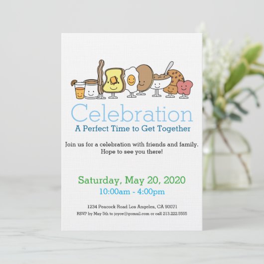 Uitnodiging voor ontbijtfeestmaal (Staand voorkant)