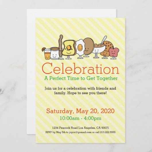 Uitnodiging voor ontbijtfeestmaal (Voorkant / Achterkant)