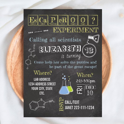 Uitnodiging voor ontsnappingskamer in Science Lab