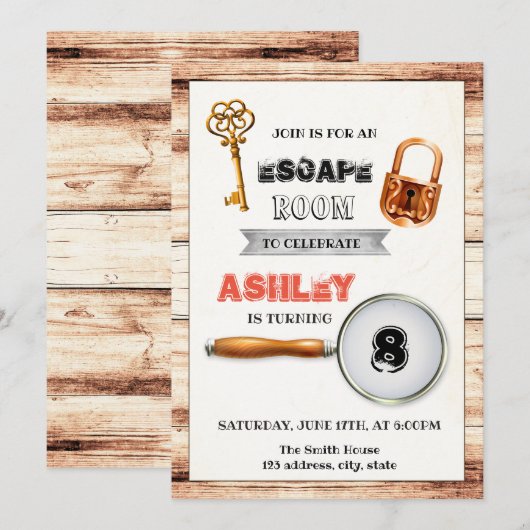 Uitnodiging voor ontsnappingskamers (Voorkant / Achterkant)