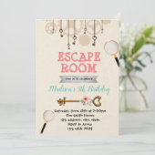 Uitnodiging voor ontsnappingspaneel voor meisje (Staand voorkant)