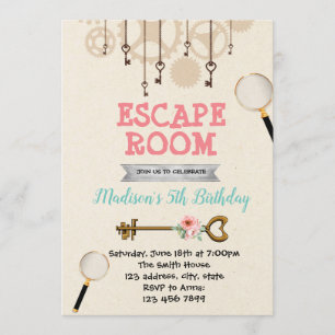 Uitnodiging voor ontsnappingspaneel voor meisje