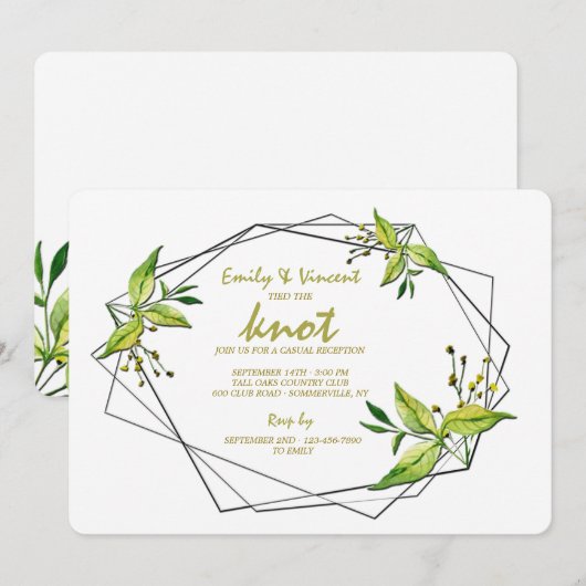 Uitnodiging voor Ontvangst na Geheime Trouwplannen (Voorkant / Achterkant)