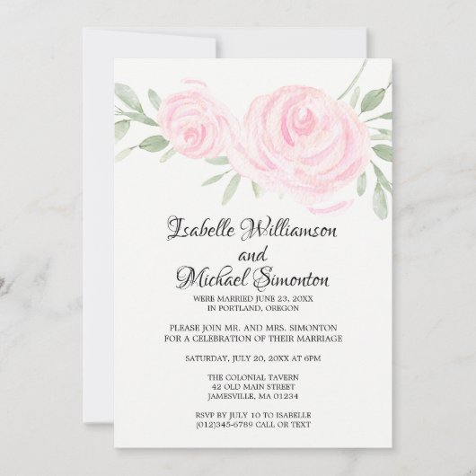 Uitnodiging voor ontvangst na intieme trouwplechti (Voorkant)