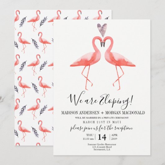 Uitnodiging voor ontvangst na vluchtige bruiloft v (Voorkant / Achterkant)