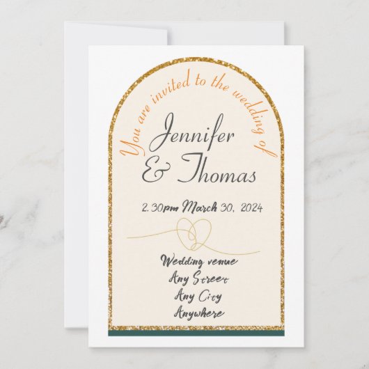 Uitnodiging voor onze bruiloft/goudrand (Voorkant)
